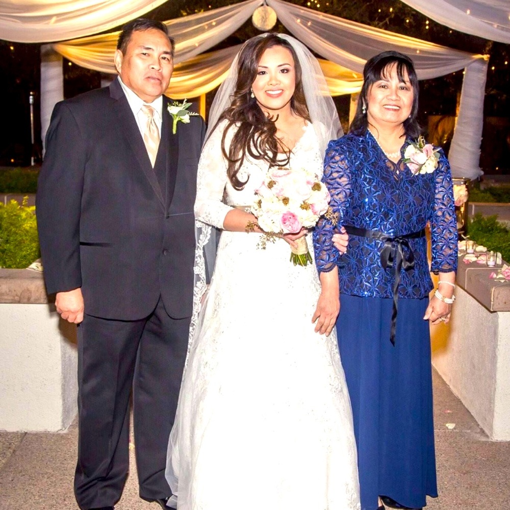 David’s Bridal wedding dress in lace